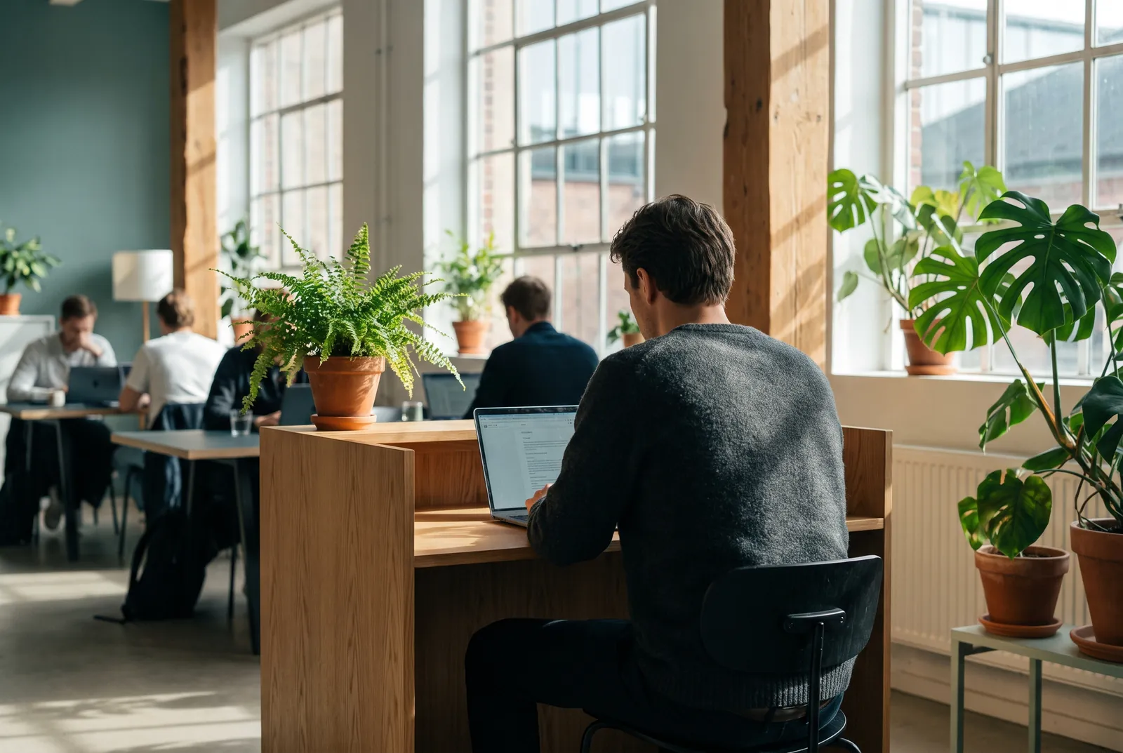 A community manager at a front desk