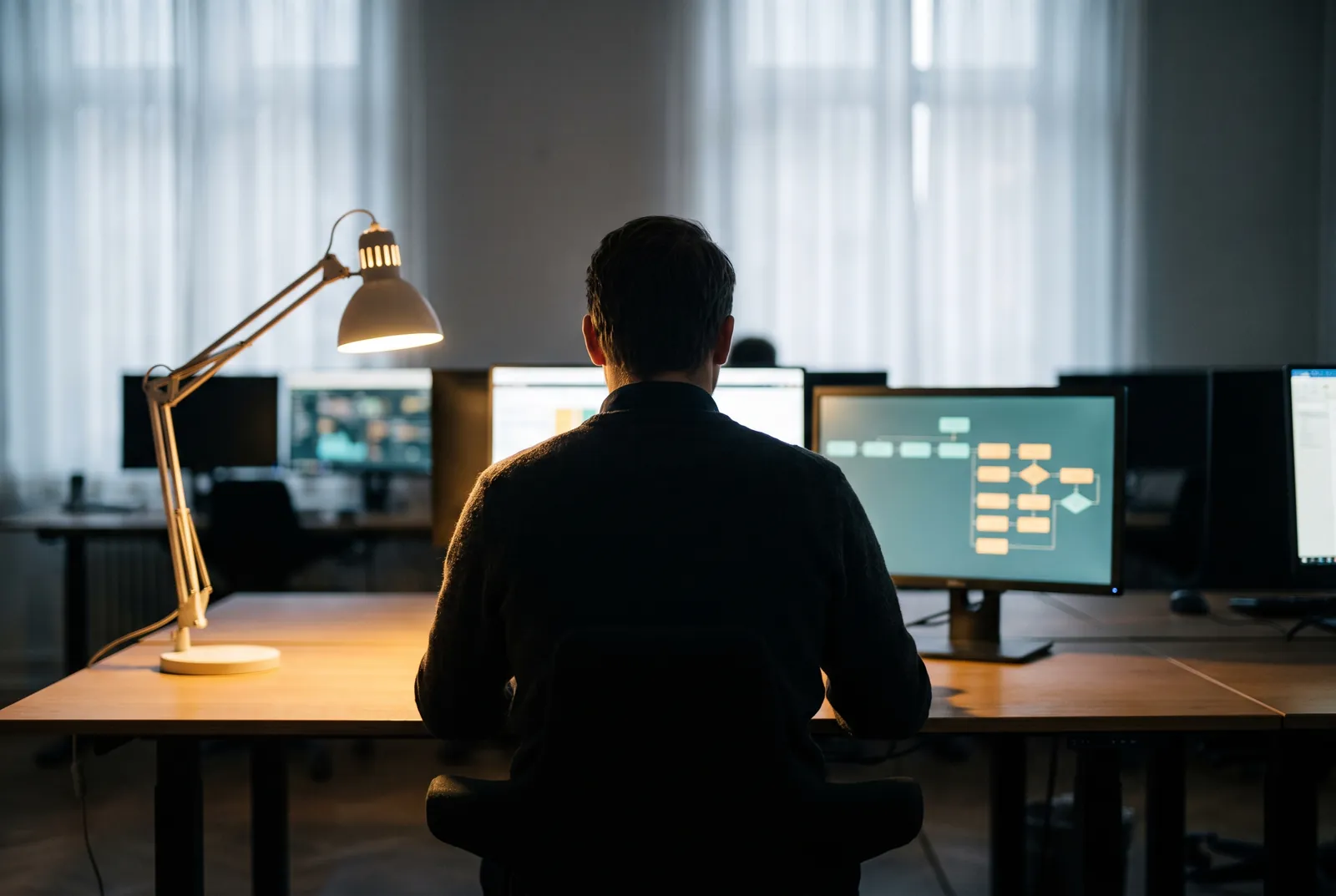An operations planner at a control-room desk